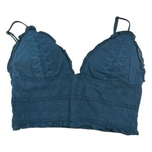 LISTICLE Embroidery Cotton Ruffle Trim Bralette Size medium